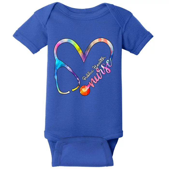 Public Health Nurse Watercol Love Heart Stethoscope Rn Nurse Gift Baby Bodysuit