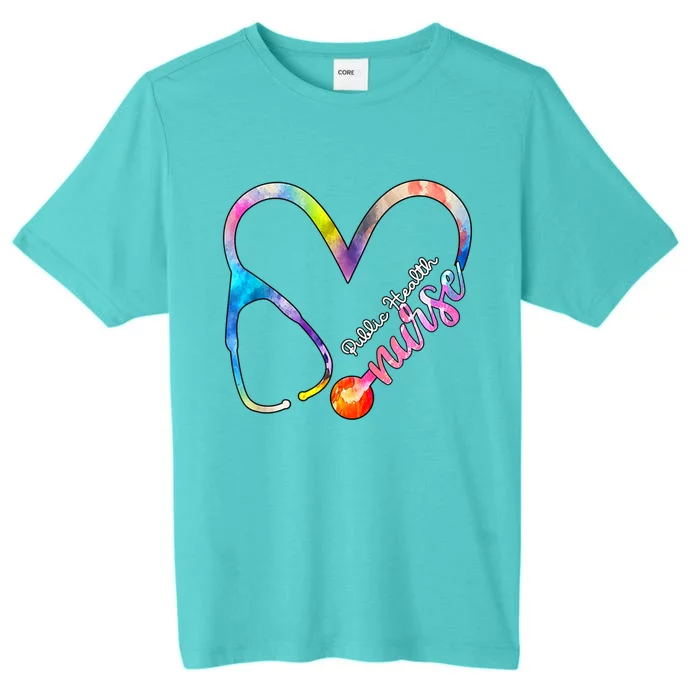 Public Health Nurse Watercol Love Heart Stethoscope Rn Nurse Gift ChromaSoft Performance T-Shirt