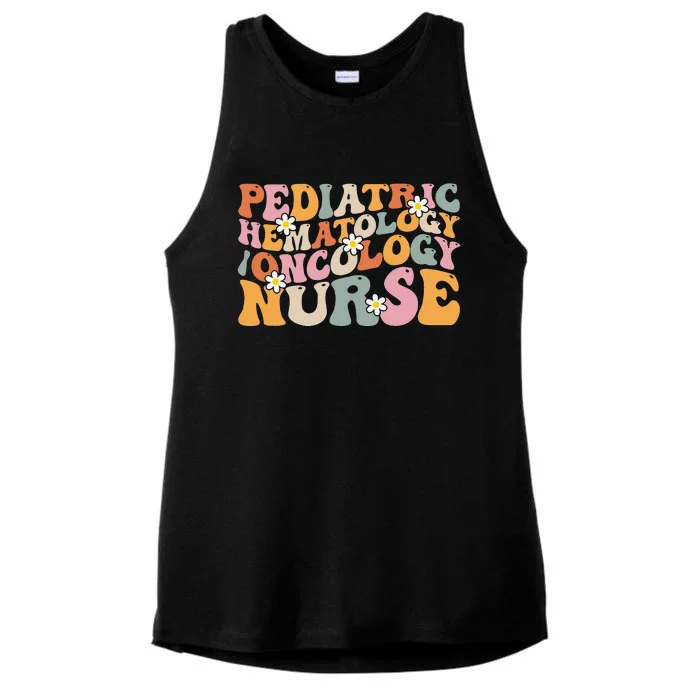 Pediatric Hematology Oncology Nurse Groovy PEDS Hem Onc Ladies Tri-Blend Wicking Tank