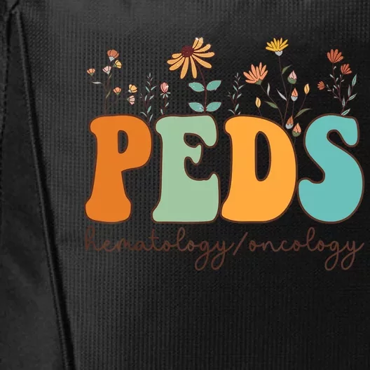 Pediatric Hematology Oncology Nurse Retro Groovy Wildflowers City Backpack