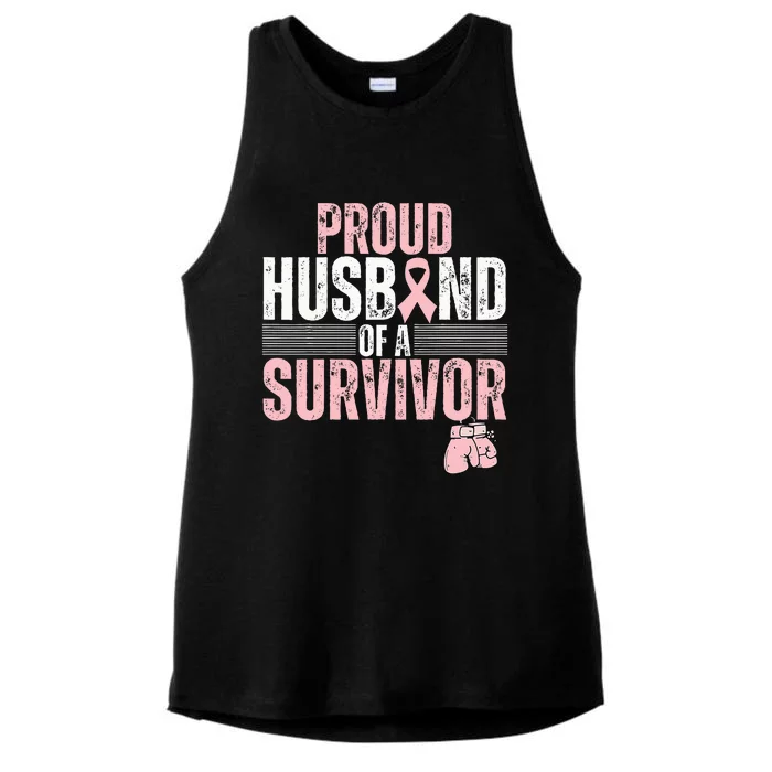 Proud Husband Of Survivor Breast Cancer Survivor Awareness Ladies Tri-Blend Wicking Tank