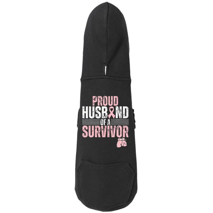 Proud Husband Of Survivor Breast Cancer Survivor Awareness Doggie 3-End Fleece Hoodie