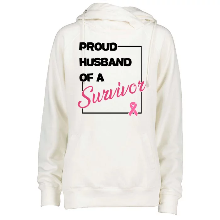 Proud Husband Of A Survivor Breast Cancer Awareness Womens Funnel Neck Pullover Hood