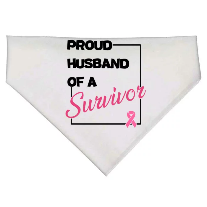 Proud Husband Of A Survivor Breast Cancer Awareness USA-Made Doggie Bandana