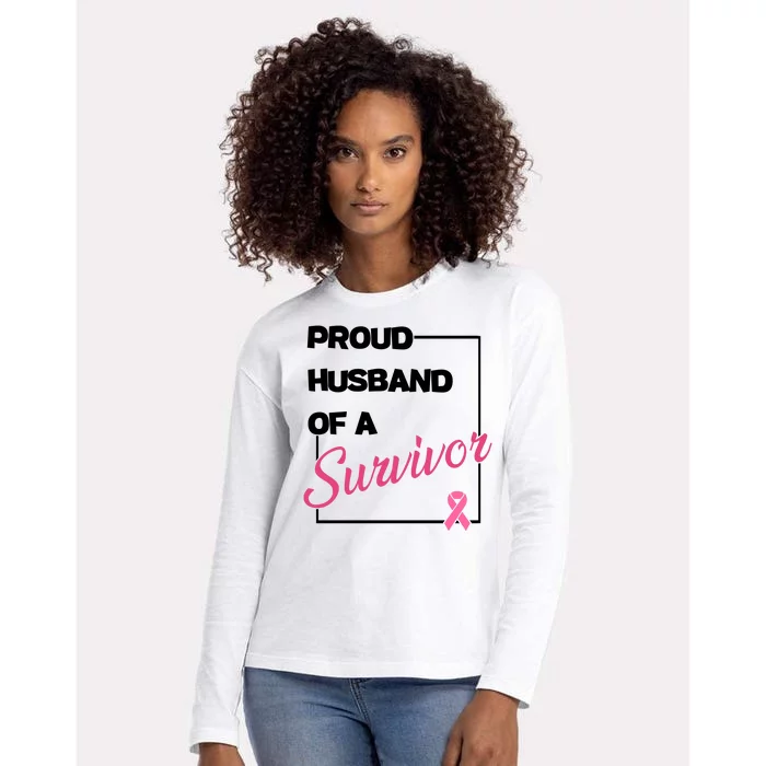 Proud Husband Of A Survivor Breast Cancer Awareness Womens Cotton Relaxed Long Sleeve T-Shirt