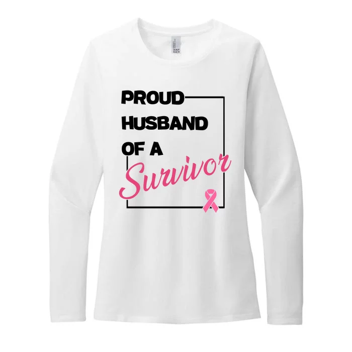 Proud Husband Of A Survivor Breast Cancer Awareness Womens CVC Long Sleeve Shirt