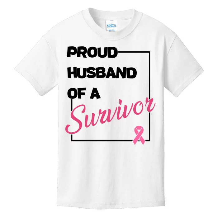 Proud Husband Of A Survivor Breast Cancer Awareness Kids T-Shirt