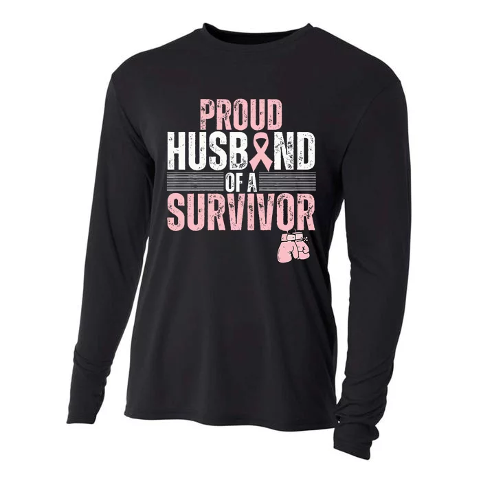 Proud Husband Of Survivor Breast Cancer Survivor Awareness Cooling Performance Long Sleeve Crew