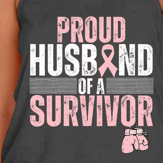 Proud Husband Of Survivor Breast Cancer Survivor Awareness Women's Knotted Racerback Tank