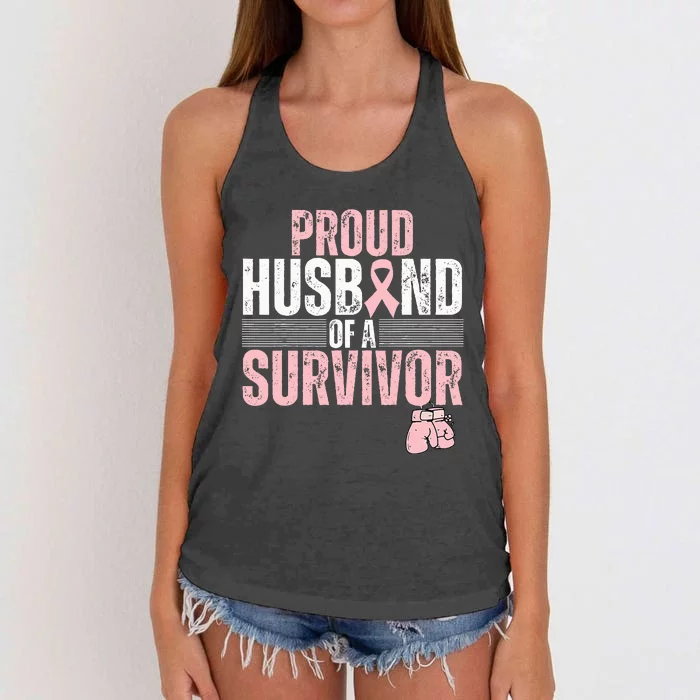 Proud Husband Of Survivor Breast Cancer Survivor Awareness Women's Knotted Racerback Tank