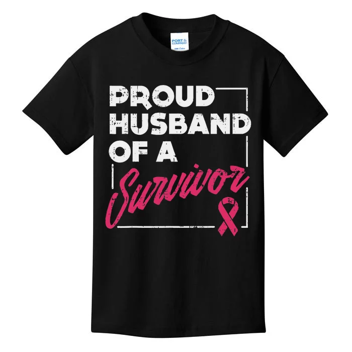 Proud Husband Of Survivor Breast Cancer Awareness Gift Kids T-Shirt