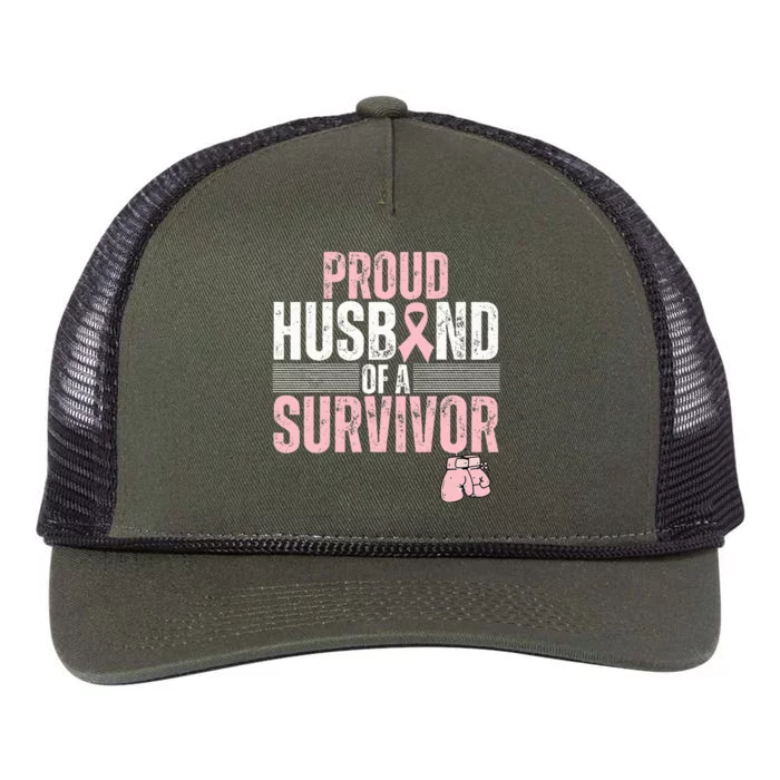 Proud Husband Of Survivor Breast Cancer Survivor Retro Rope Trucker Hat Cap