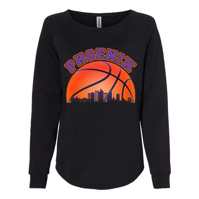 Phoenix Arizona Basketball City Skyline Womens California Wash Sweatshirt