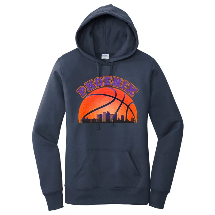 Phoenix Arizona Basketball City Skyline Women's Pullover Hoodie