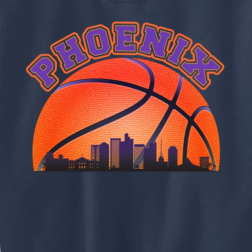 Phoenix Arizona Basketball City Skyline Kids Sweatshirt