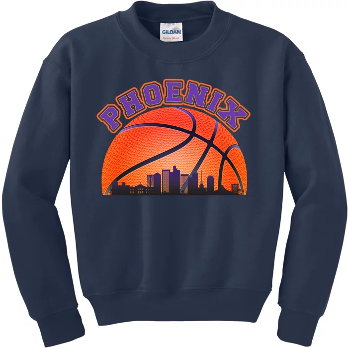 Phoenix Arizona Basketball City Skyline Kids Sweatshirt