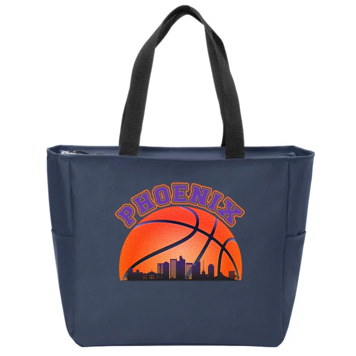 Phoenix Arizona Basketball City Skyline Zip Tote Bag