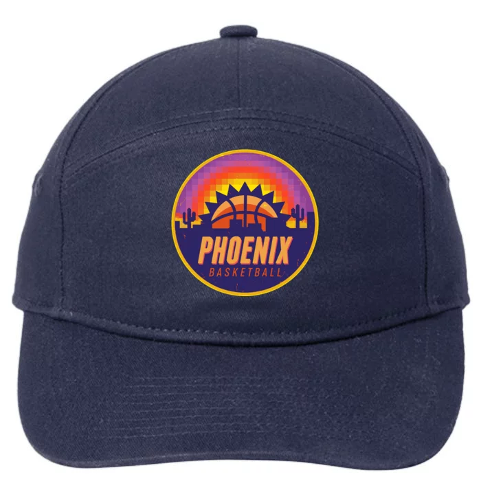 Phoenix Basketball Retro Logo Pixel Sunset 7-Panel Snapback Hat