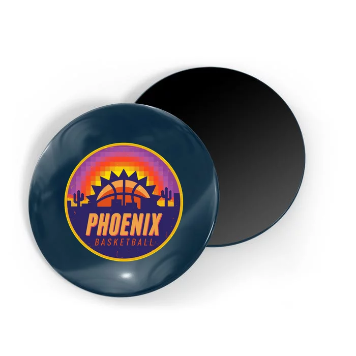 Phoenix Basketball Retro Logo Pixel Sunset Magnet