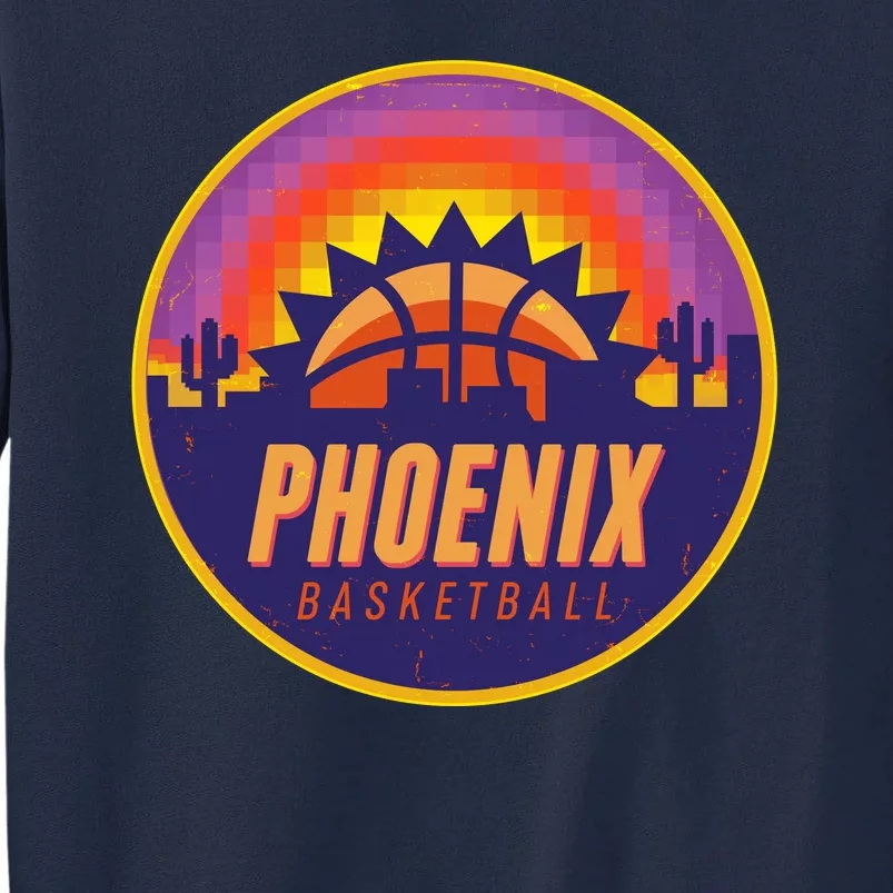 Phoenix Basketball Retro Logo Pixel Sunset Tall Sweatshirt