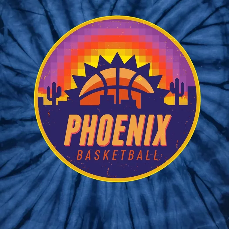 Phoenix Basketball Retro Logo Pixel Sunset Tie-Dye T-Shirt