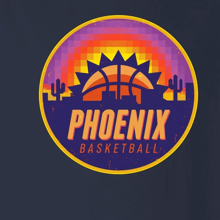 Phoenix Basketball Retro Logo Pixel Sunset Toddler Long Sleeve Shirt