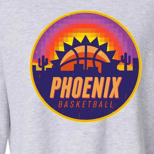 Phoenix Basketball Retro Logo Pixel Sunset Cropped Pullover Crew