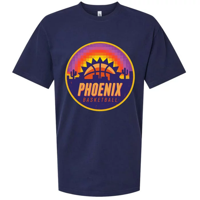 Phoenix Basketball Retro Logo Pixel Sunset Sueded Cloud Jersey T-Shirt