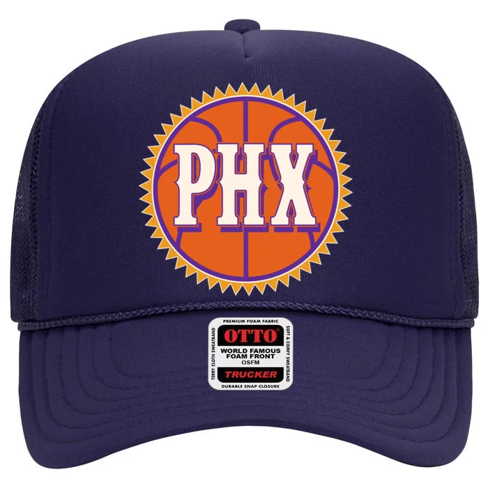 Phoenix PHX Basketball Sun Ball High Crown Mesh Trucker Hat