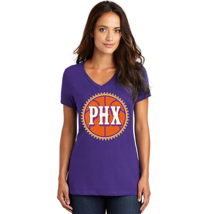 Phoenix PHX Basketball Sun Ball Women's V-Neck T-Shirt