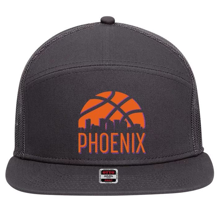 Phoenix Skyline Basketball Fan 7 Panel Mesh Trucker Snapback Hat