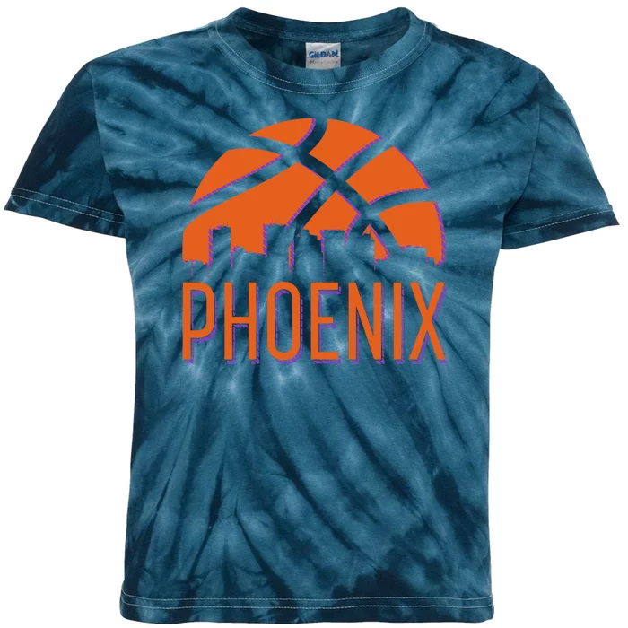 Phoenix Skyline Basketball Fan Kids Tie-Dye T-Shirt