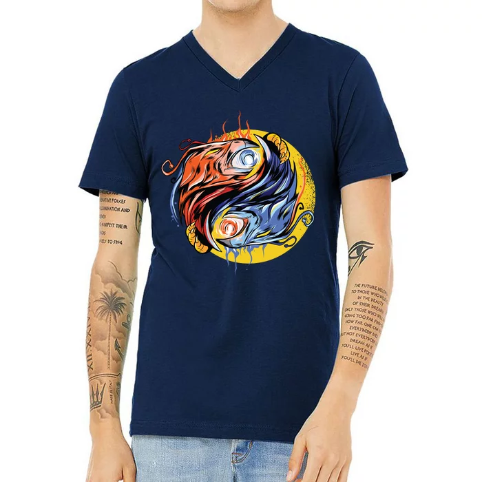 Phoenix Yin Yang V-Neck T-Shirt