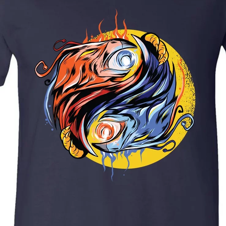 Phoenix Yin Yang V-Neck T-Shirt