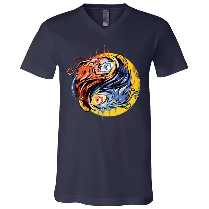 Phoenix Yin Yang V-Neck T-Shirt