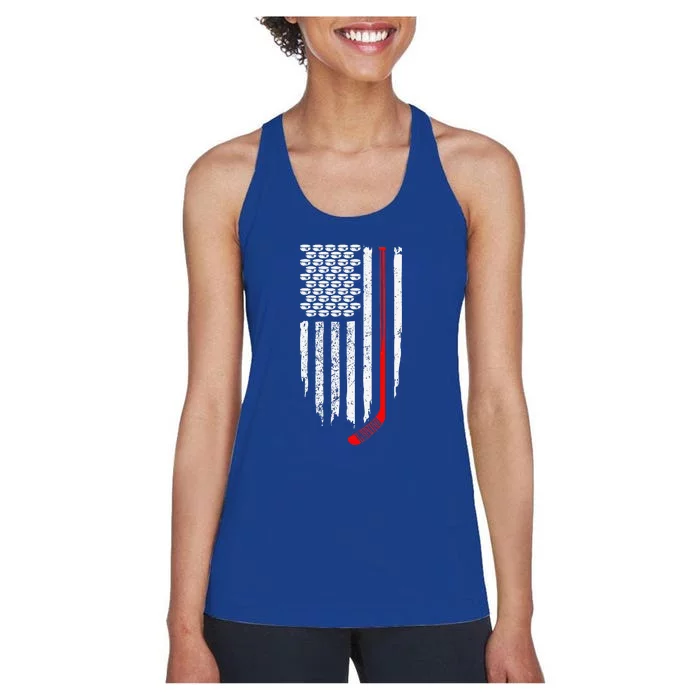 Patriotic Hockey Flag for Hockey Fans Women's Racerback Tank