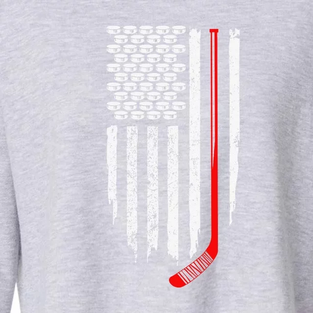 Patriotic Hockey Flag for Hockey Fans Cropped Pullover Crew