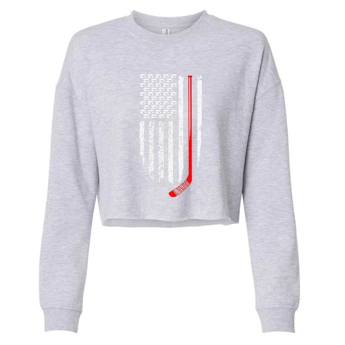 Patriotic Hockey Flag for Hockey Fans Cropped Pullover Crew