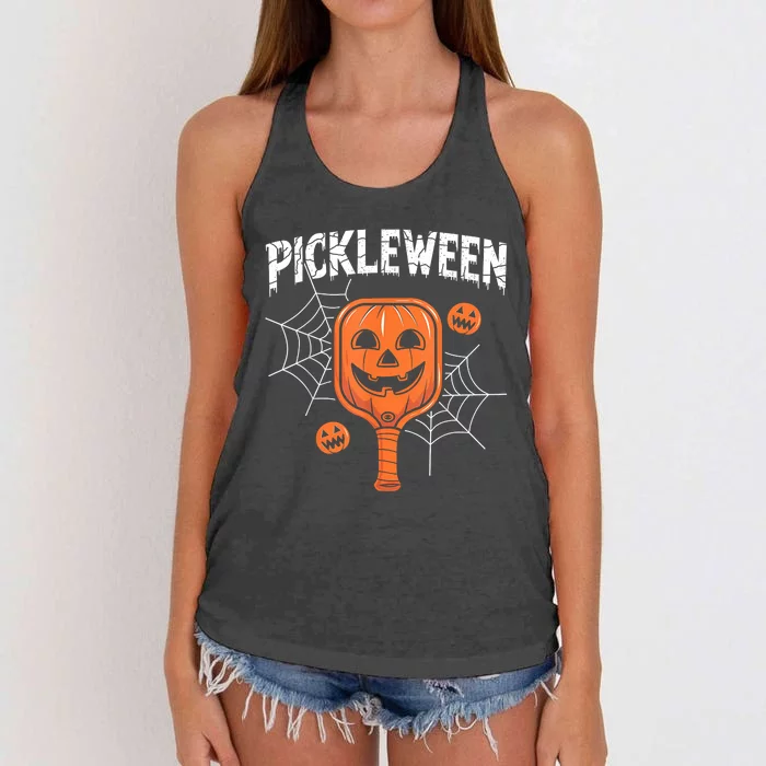 Pickleween Halloween Pickleball Players Women's Knotted Racerback Tank