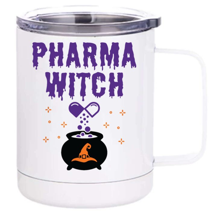 Pharmacist Halloween Pharmacy Tech Women Pharma Witch Front & Back 12oz Stainless Steel Tumbler Cup