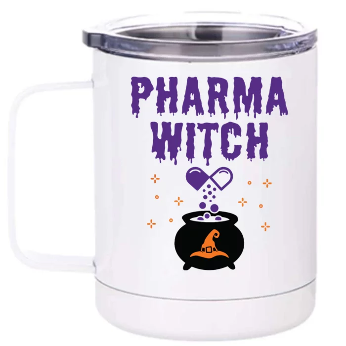 Pharmacist Halloween Pharmacy Tech Women Pharma Witch Front & Back 12oz Stainless Steel Tumbler Cup