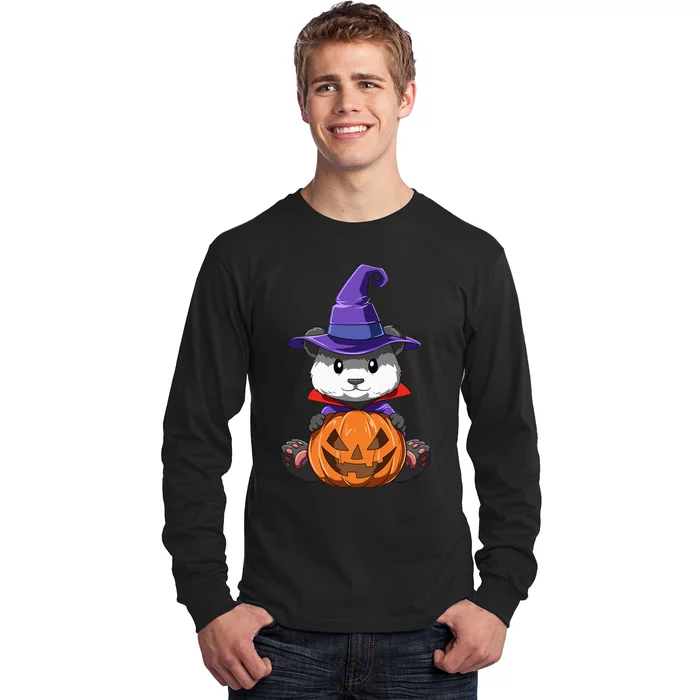 Panda Halloween Panda Lover Gift Panda Pumpkin Halloween Long Sleeve Shirt