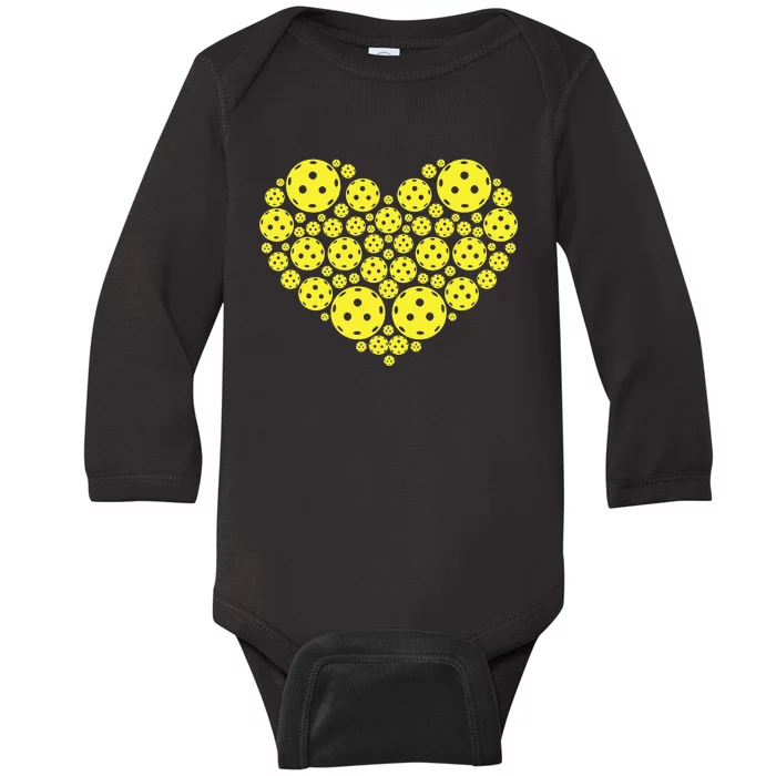 Pickleball Heart Pickleball Game Marker Players Baby Long Sleeve Bodysuit