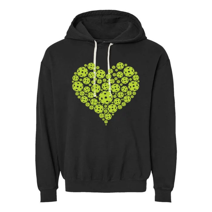 Pickleball Heart Professional Pickleball Game Players Great Gift Garment-Dyed Fleece Hoodie