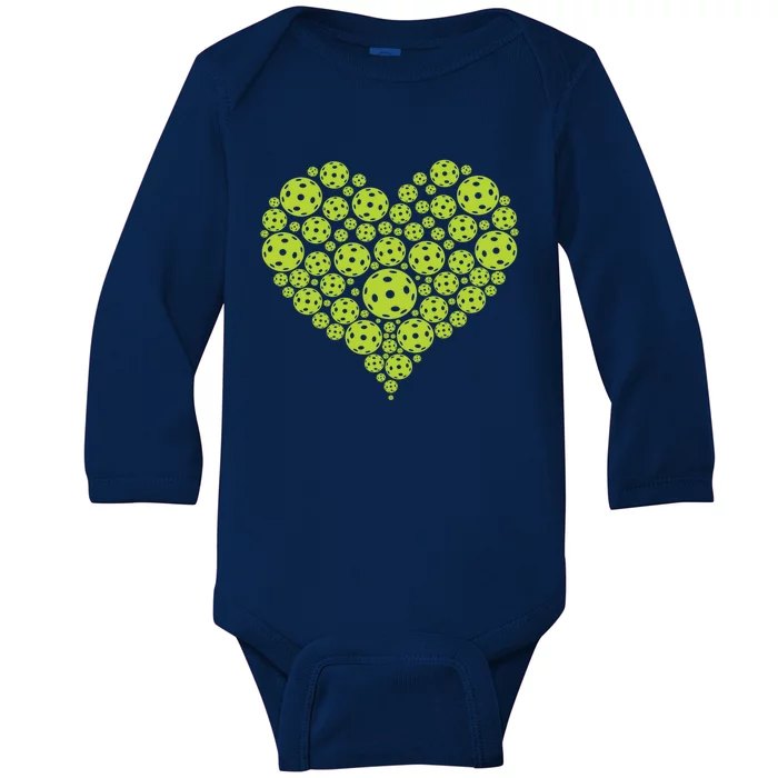 Pickleball Heart Professional Pickleball Game Players Great Gift Baby Long Sleeve Bodysuit