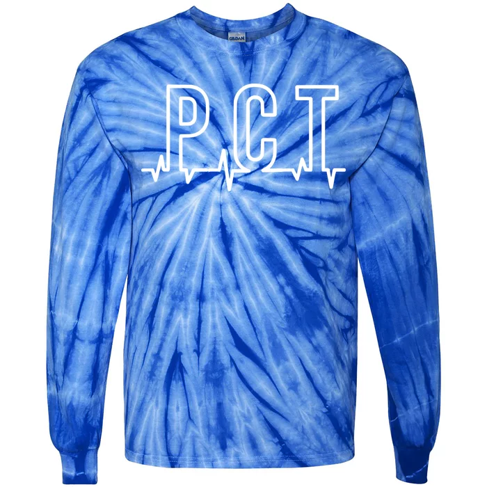 Pct Heartbeat Patient Care Technician Assistant Healthcare Gift Tie-Dye Long Sleeve Shirt