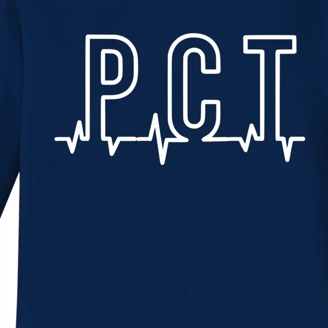 Pct Heartbeat Patient Care Technician Assistant Healthcare Gift Baby Long Sleeve Bodysuit