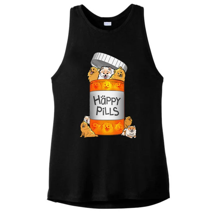 Pomeranian Happy Pills Ladies Tri-Blend Wicking Tank