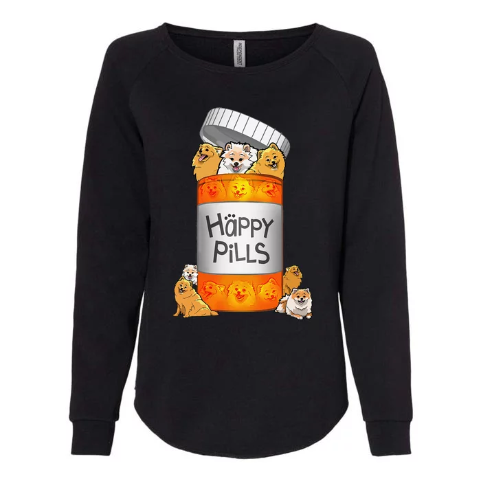 Pomeranian Happy Pills Womens California Wash Sweatshirt