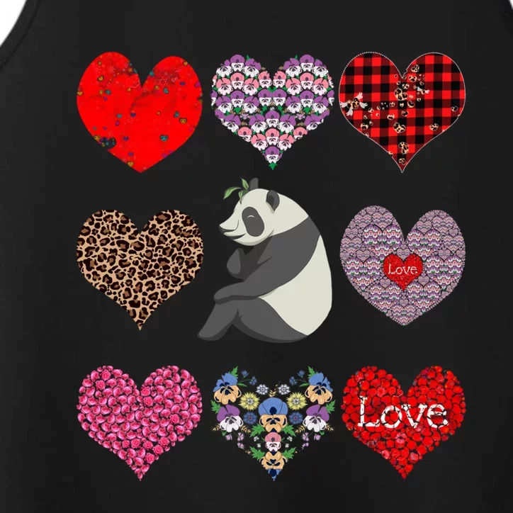 Panda Hearts Pattern Cute Floral Panda Lover Valentines Day Gift Performance Tank